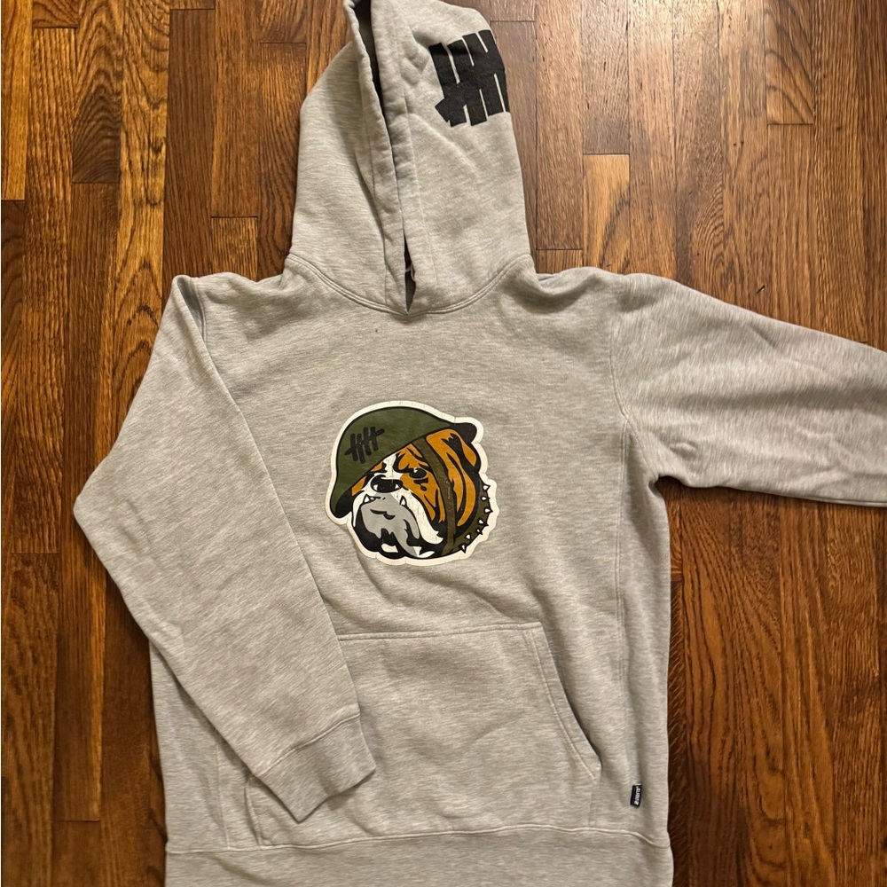 Undefeated Gray Hoodie with Bulldog Patch